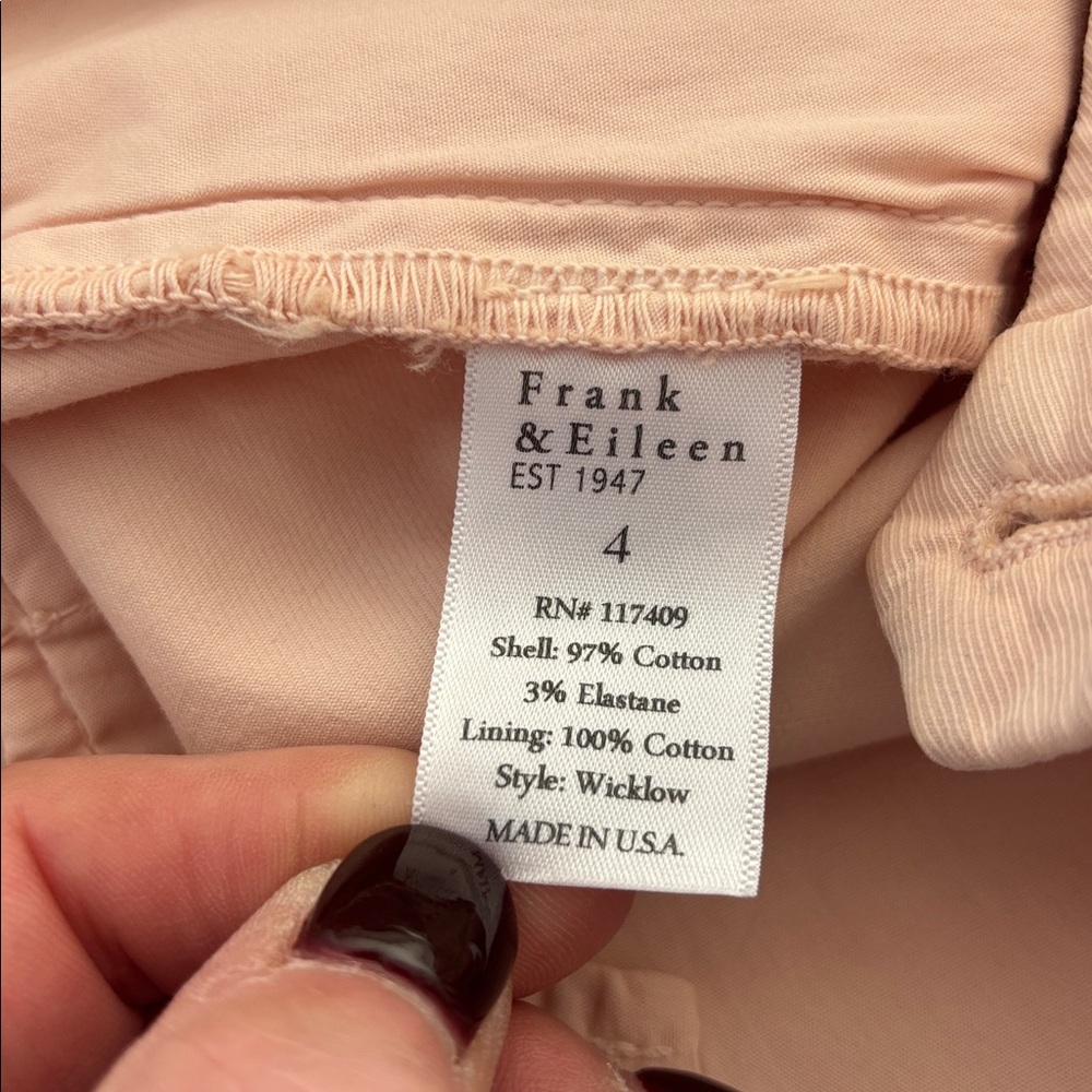Frank & Eileen Peach Wicklow The Italian Chino Straight Mid Rise Pants Size 4 - Picture 4 of 4